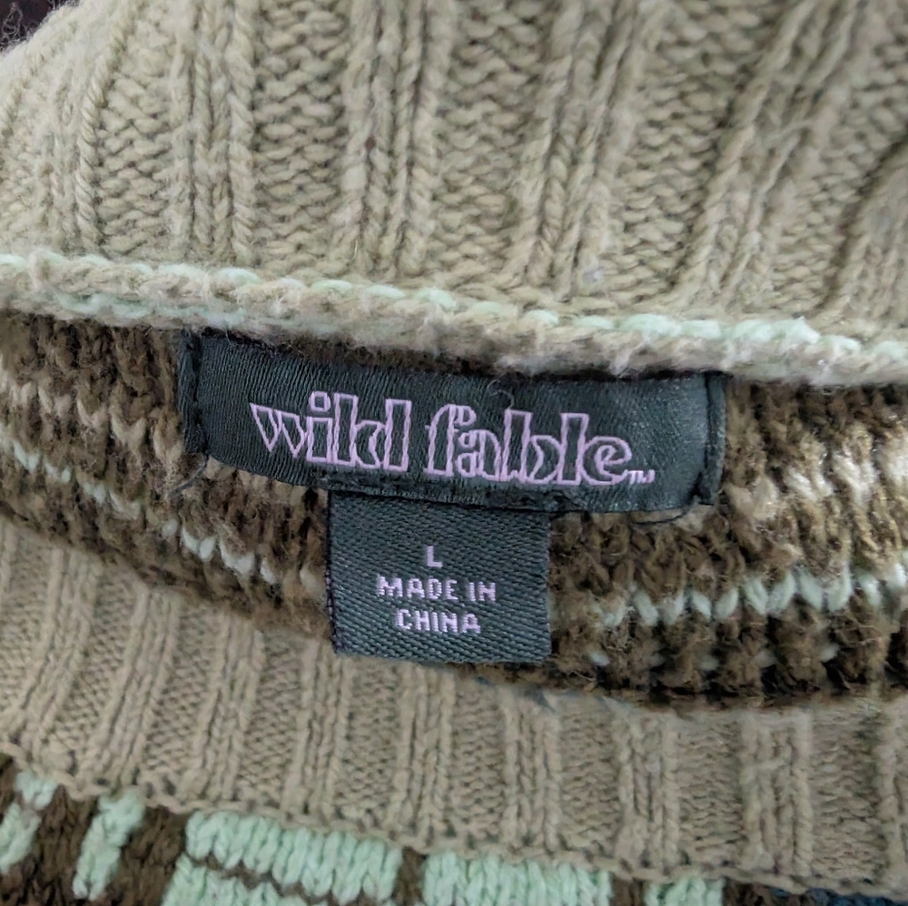 Wild Fable Green Chunky Knit Cosby Grandpa Sweater - Picture 4 of 4